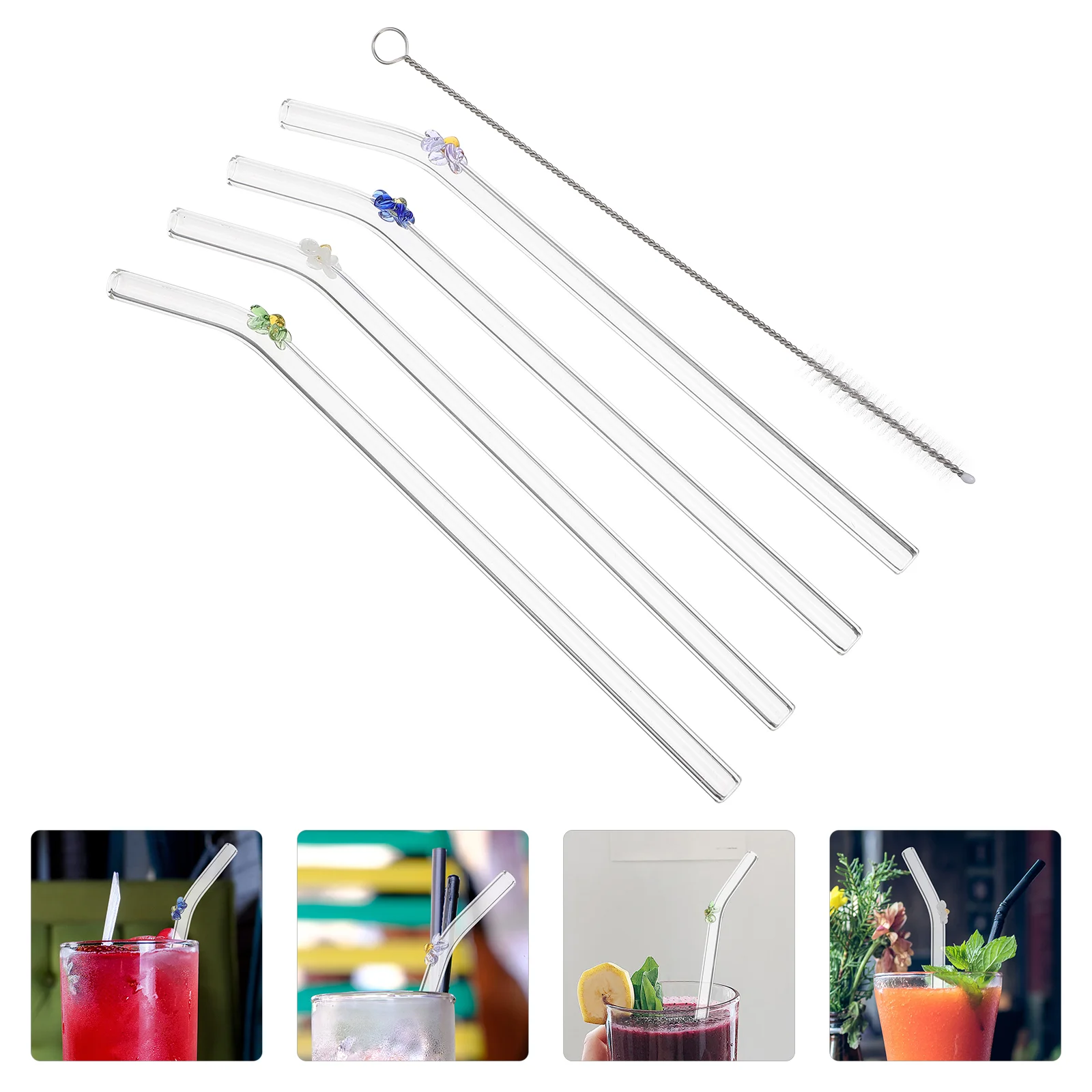 

Straws Straw Glass Drinking Brush Cleaning Cocktail Juice Tea Clear Milk Tumbler Milkshakes Boba Coffee Bent Reusable Silly
