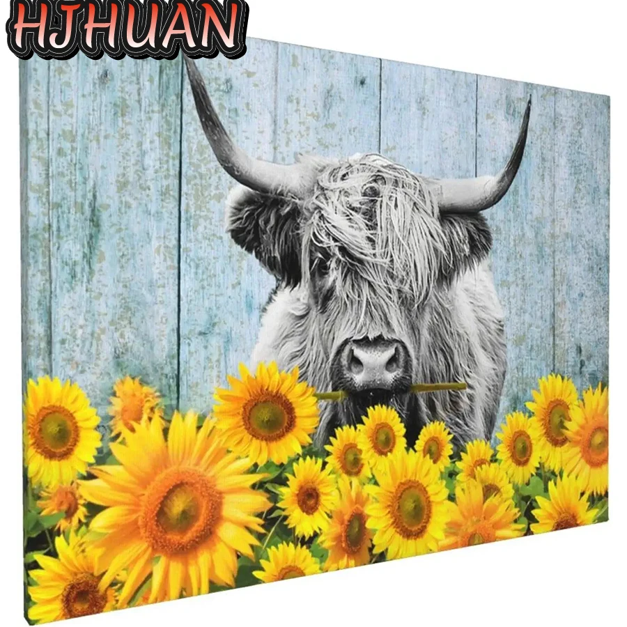 

5D подсолнухи своими руками, животное искусство, голландский горный рогатый скот, алмазная живопись, вышивка крестиком, алмазная вышивка, но...