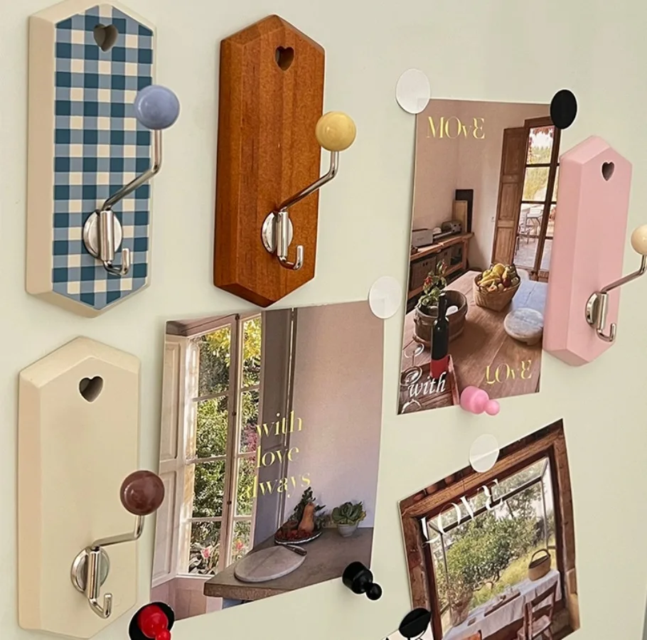 

Ins Wood Fridge Magnetic Sticker, Classical Plaid Refrigerator Sticker with Hook, Creative Gift for Home Decoration