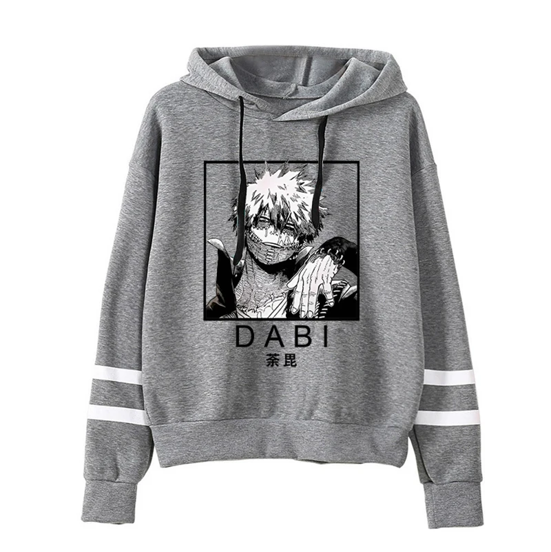 New Fashion Anime Dabi Printed Hoodie Women Men Autumn Winter Warm Sweatshirt Hip Hop Harajuku Stripe Streetwear Long Sleeve