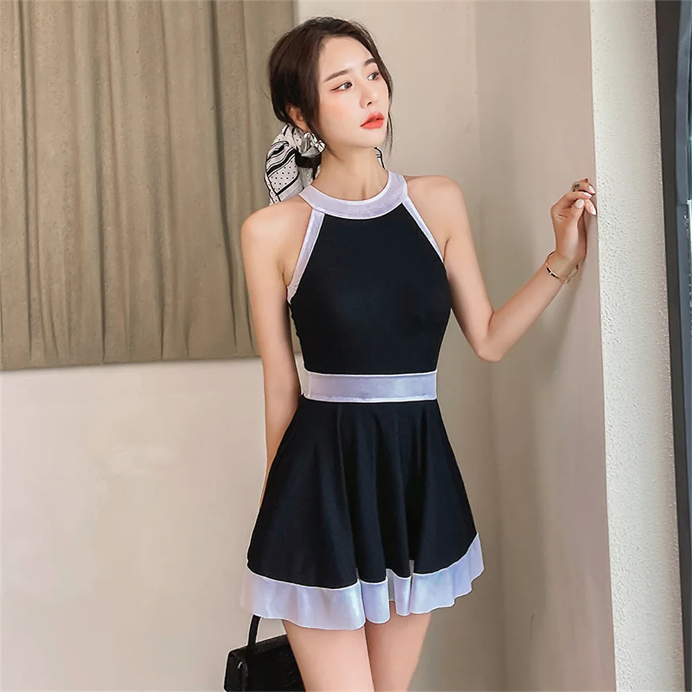 

One-pieces Woman Swimsuits Conservative Cover-up Belly Thin Soak Spa Swimwear Summer Beach Vacation Beachwear