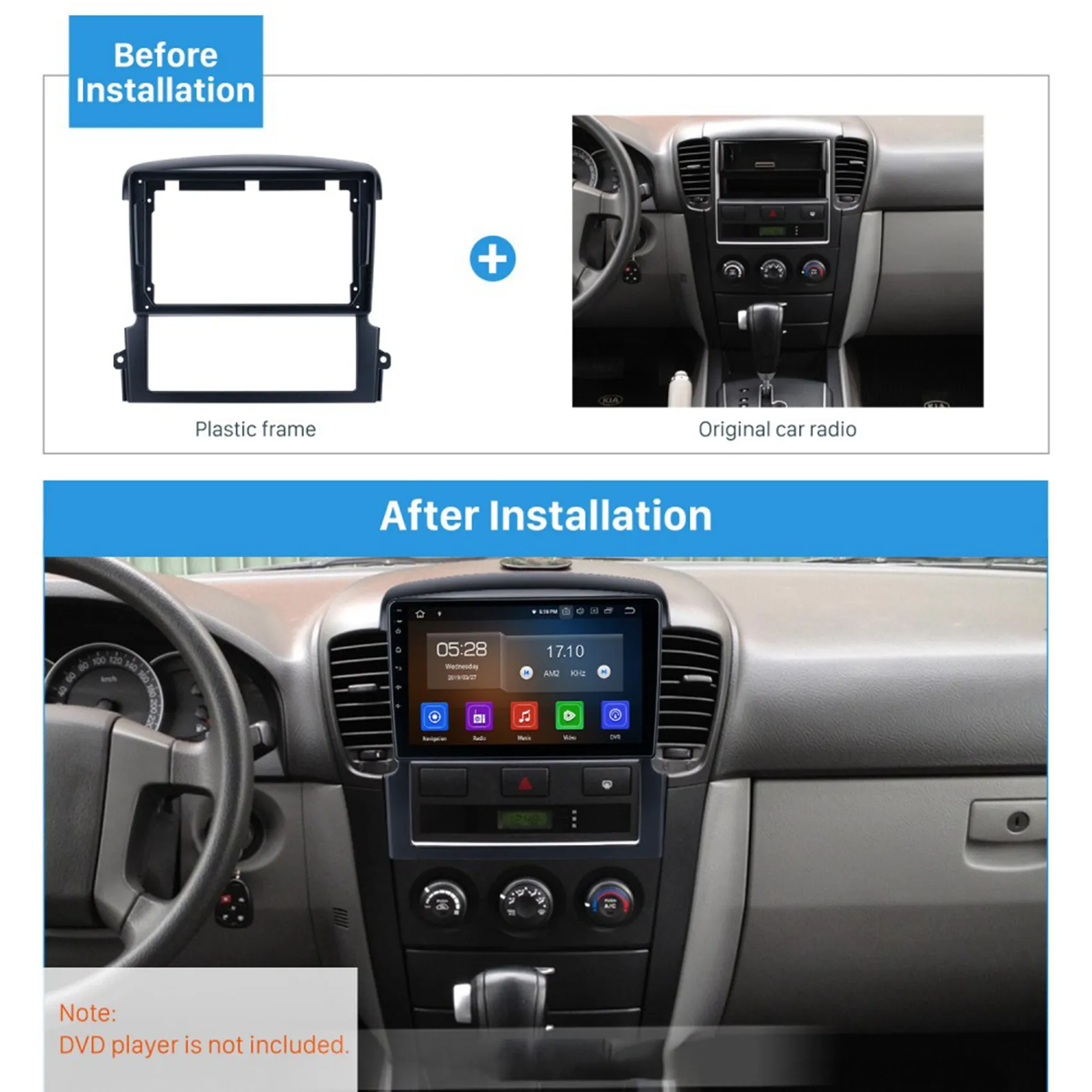 

9 Inch Car Fascia for Kia Sorento 2004-2008 2Din Stereo Fascia Panel Dash Mount Installation Car DVD Frame Kit In-Dash