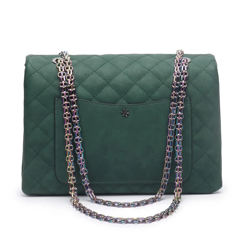 Chain Rivet Square Bags for Women Luxury Designer Handbags Fashion Underarm Shoulder Bag Cowhide Leather Crossbody Messenger Bag