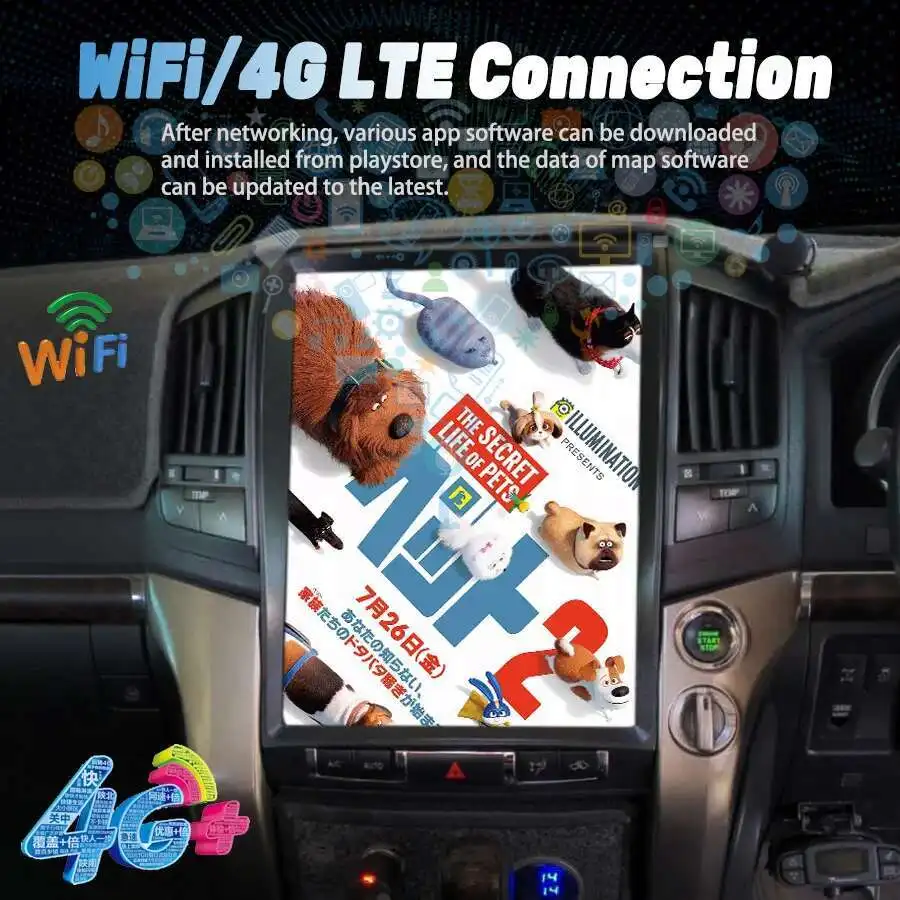 Фото Автомобильный видеоплеер Android 14, экран, радио для Toyota Land Cruiser 200 LC200 2012-2008, IPS-экран, навигатор, мультимедиа, 15,6 дюйма №2