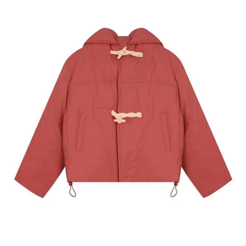 Autumn and Winter Hooded Down Jacket Women's Thin Solid Colour Thickened Cotton Clothing White Duck Down Short Section Jacket