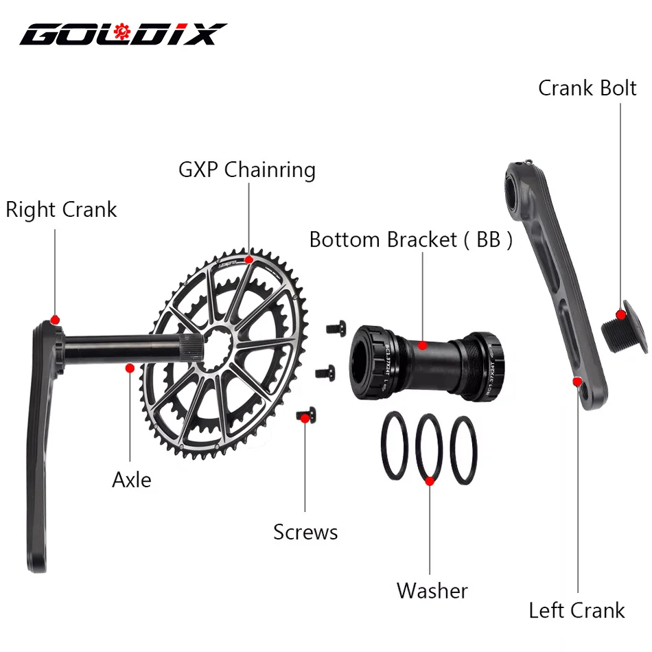 GOLDIX ixf ROAD Cranks Arms for Bicycle Crankset Bottom Bracket ROAD Crank 170mm Chainring Crown 50-34T 53-39T for Sram xx1
