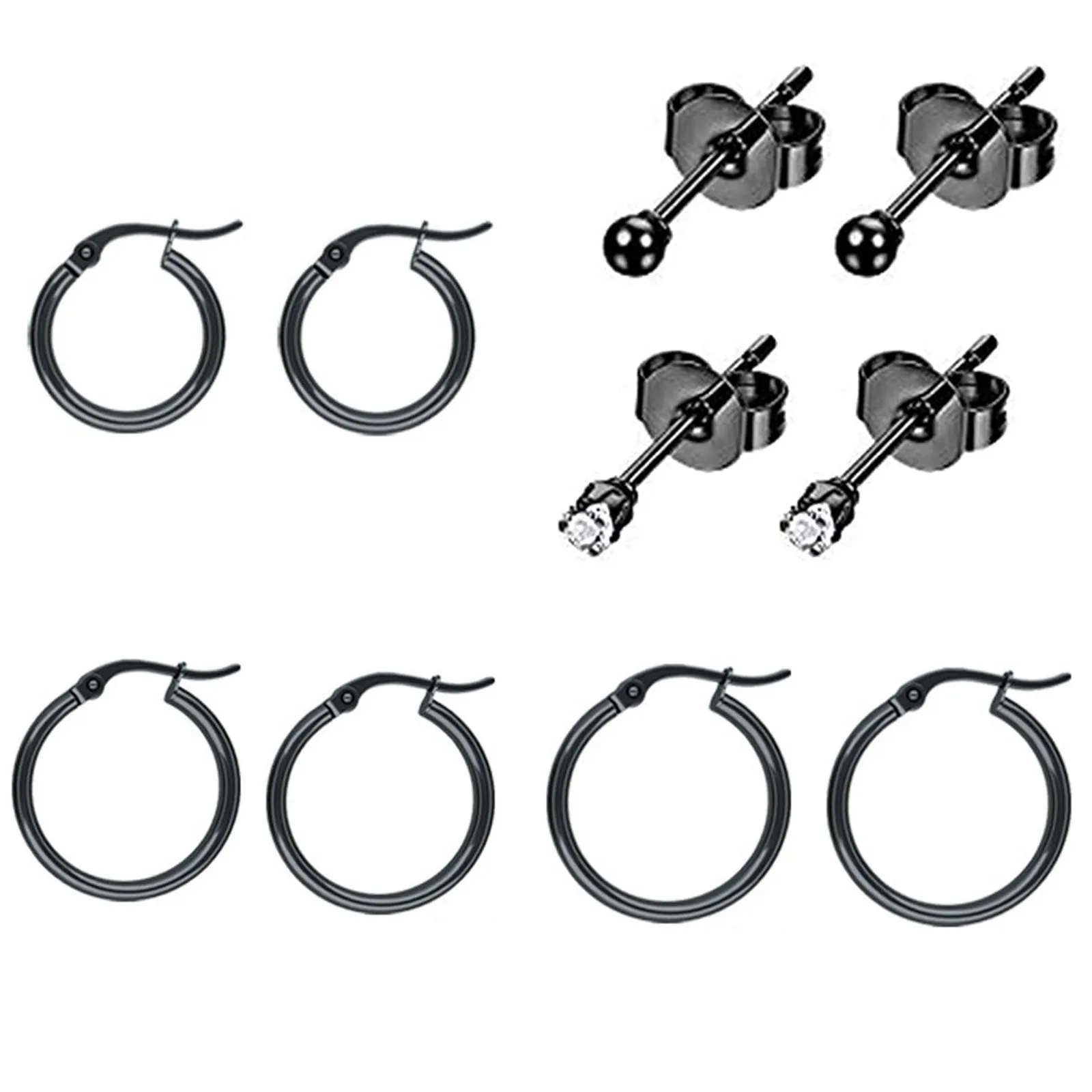 1-5Pairs Stainless Steel Small Tiny Cartilage CZ Ball Stud Earrings Huggie Hinged Unisex Sleeper Hoops Earrings Piercing Jewelry