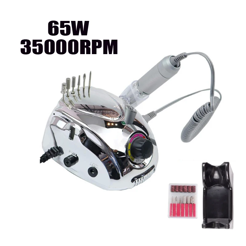 Electric Nail Drill Machine For Manicure 65W High Power Milling Cutter Nail Pedicure File Drill Bit Salon Use Nail Art Equipment