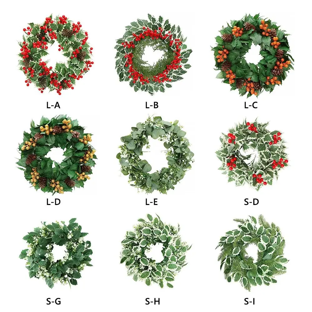 Зеленые листья падуба Рождественский венок сосновая шишка украшение для