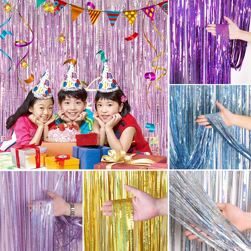 

Party Decoration Background Glitter Wire Tassel Curtain Birthday Wedding Decor Kids Adult Photo Booth Baby Shower Party Supplies