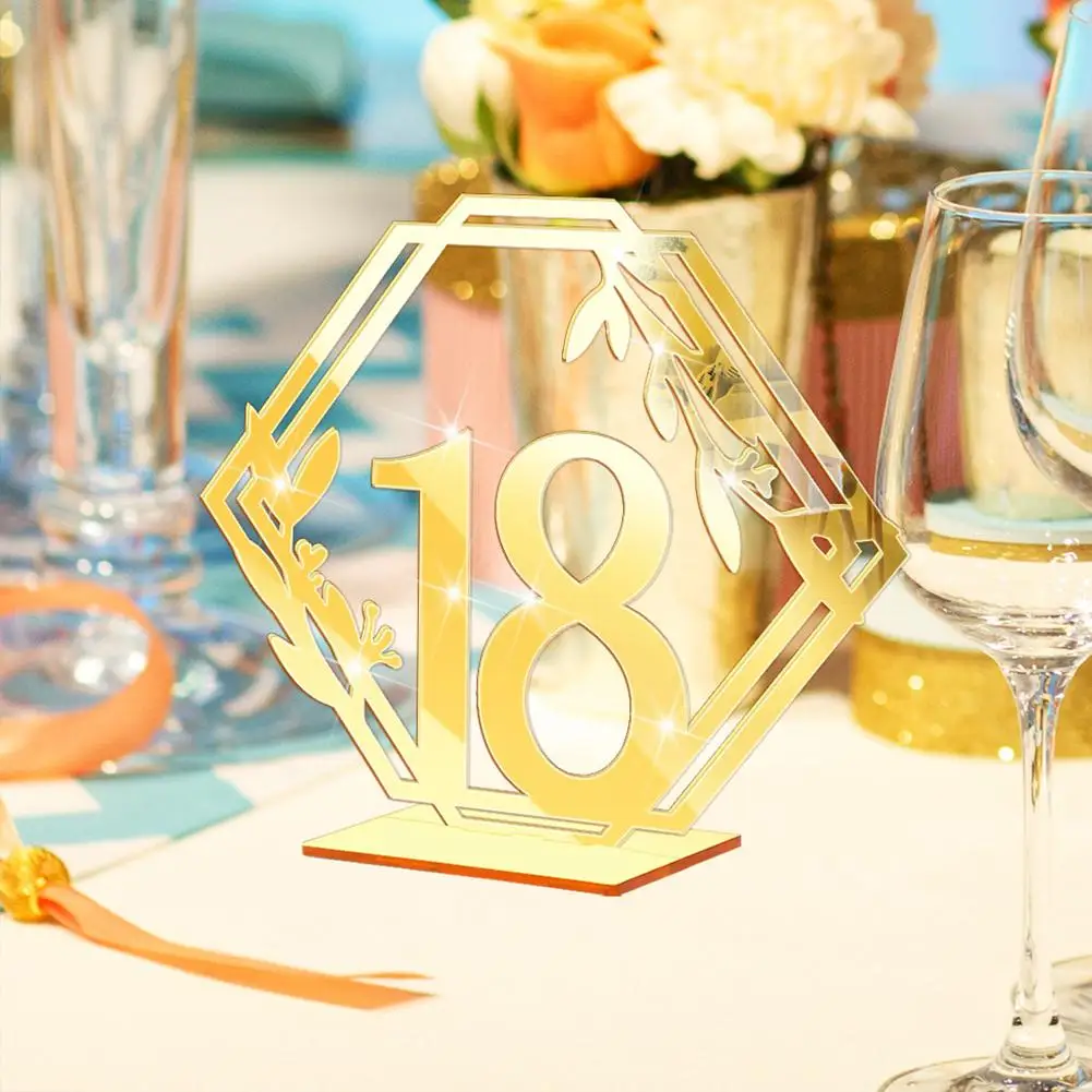 

[ New Arrivals ] Acrylic Wedding Table Number Signs Clear Hexagonal Number Card For Wedding Reception Event Banquets Party