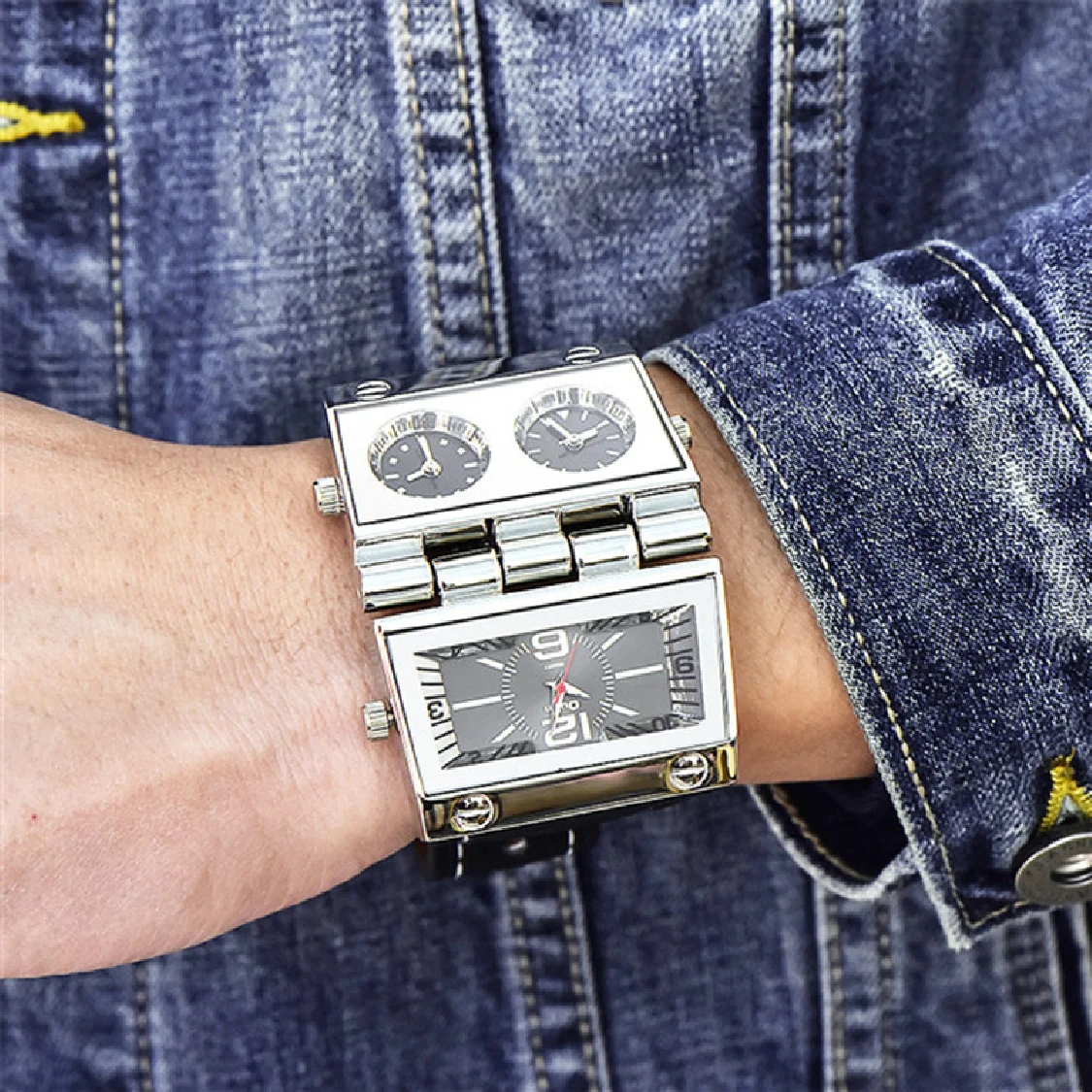 

Oulm Sports Quartz Watches Top Luxury Brand Mens Wristwatch Three Time Zone Casual Leather Watch Male relogio masculino