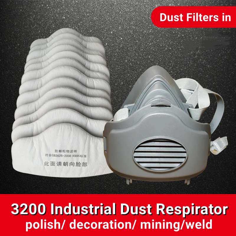 

3200 Half Face Dust Mask Respiratory Dust-proof 3701 High Efficiency Filters Protect Industrial Anti PM2.5 Respirator Dust Mask