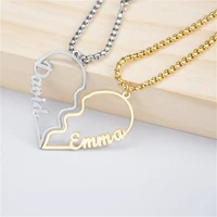 custom name couple necklace new personalized women heart pendant necklace gold jewelry valentines day gift colar a%c3%a7o inoxid%c3%a1vel
