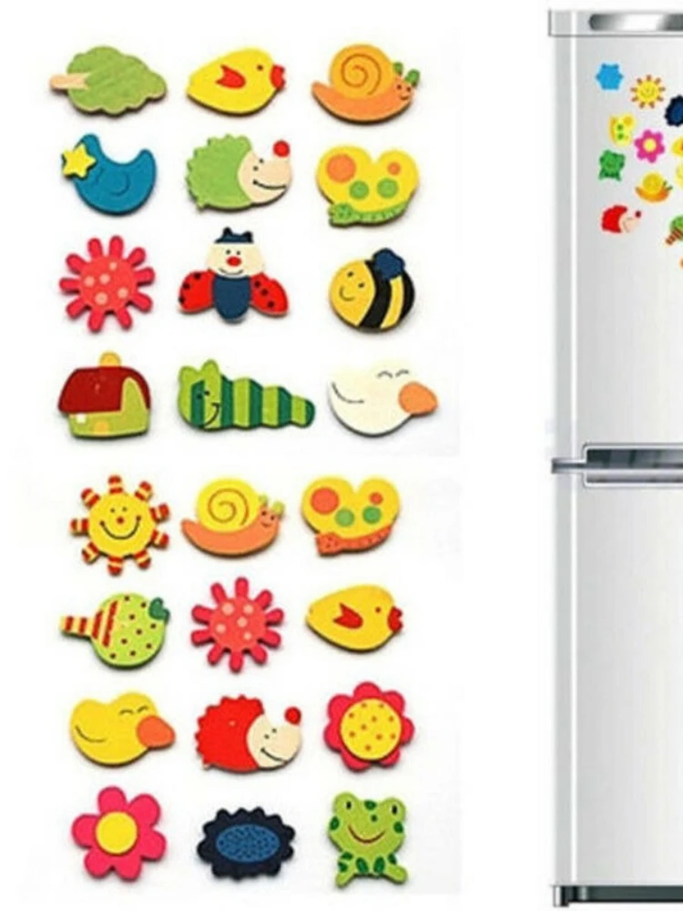 

12 шт., детские деревянные магнитные наклейки на холодильник