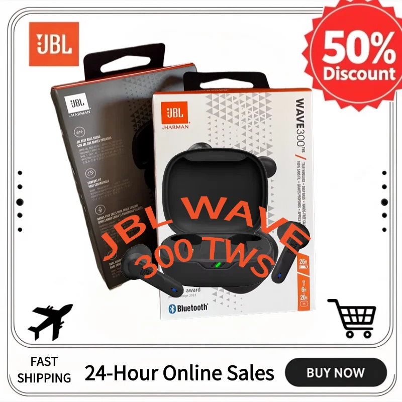Фото Беспроводные наушники JBL Wave 300TWS с шумоподавлением, HiFi-звуком, для спорта и активного образа жизни №1