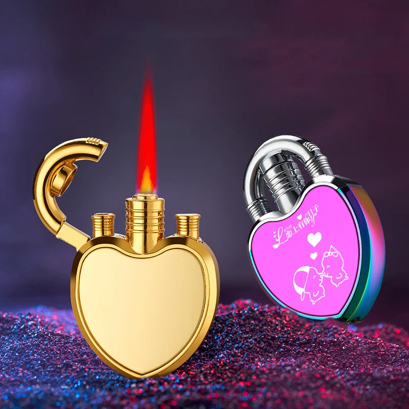 

Creative Inflatable Heart Shape Butane Gas Lighter Windproof Pink Flame Cute Cigarette Lighter Smoking Accessories Encendedor