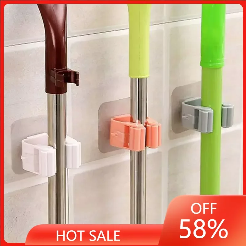 

Hooks Wall Mounted Mop Broom Hanger Hook Organizer Holder Brush Cleaning Tools For Kitchen Bathroom