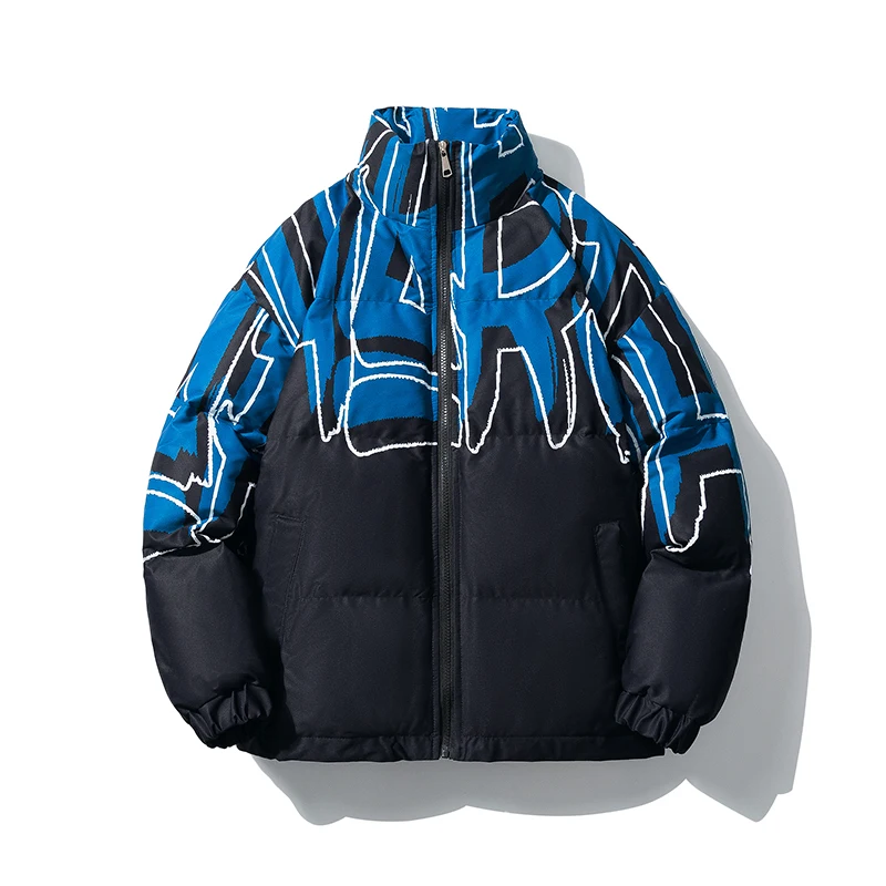EOENKKY/Men Hip Hop Oversize Padded Bomber Jacket Coat Streetwear Graffiti Jacket Parka Cotton Harajuku Winter Jacket Coat M-3XL