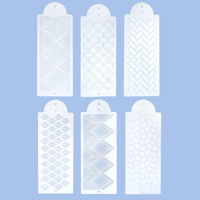 

Cake Geometric Printing Mold 6 PCS Stencils Decorating Buttercream,Fondant Stencil Cake Decor Lace Template,Baking Mesh Stencil