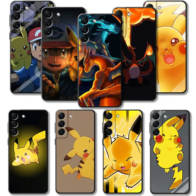 Pokemon Pikachu Ash Ketchum Charizard Case For Samsung Galaxy S23 S22 S21 S20 FE Ultra S10 S9 S8 Plus Note 20Ultra 10Plus Cover