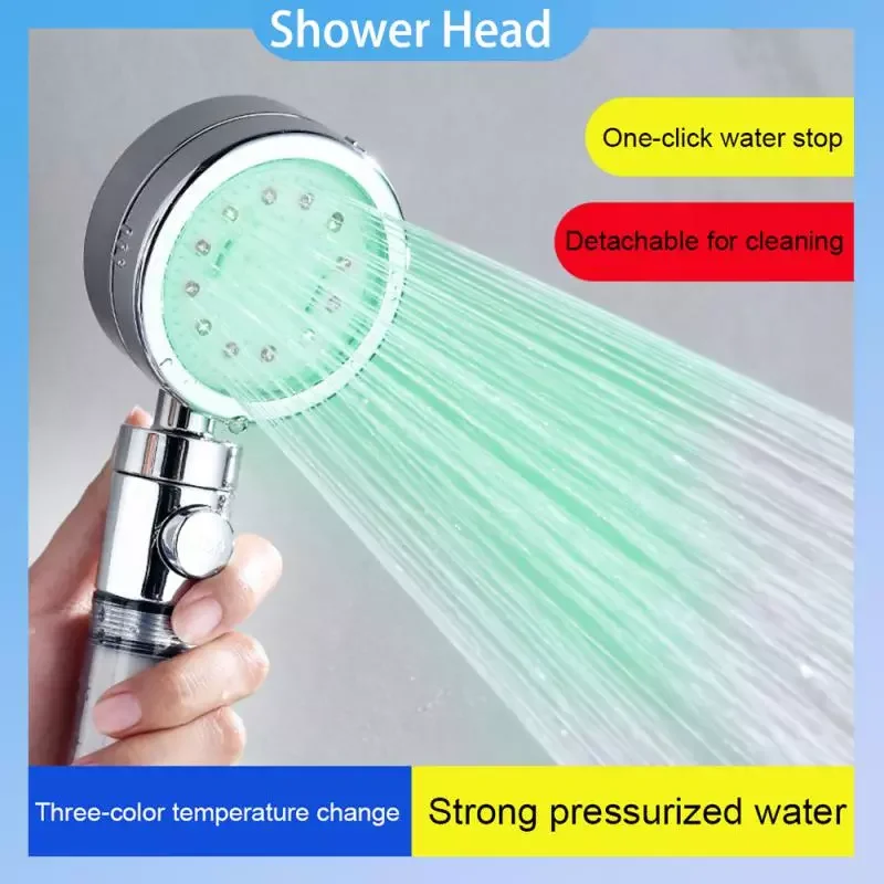

NEW2023 LED Shower Head Water Saving Flow 360 Degrees Rotating Spa Rain High Pressure Handheld Shower Spray Nozzle Bathroom Acce