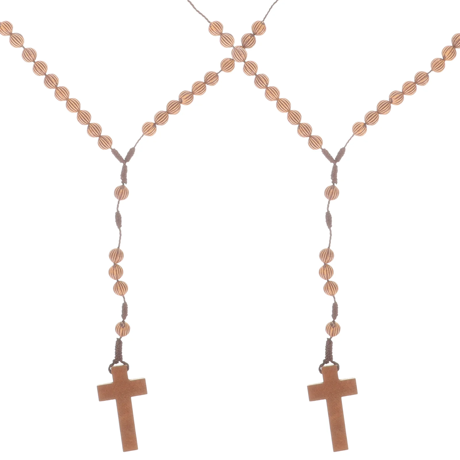 

2pcs Vintage Pumpkin Beads Rosary Beads Cross Prayer Beads