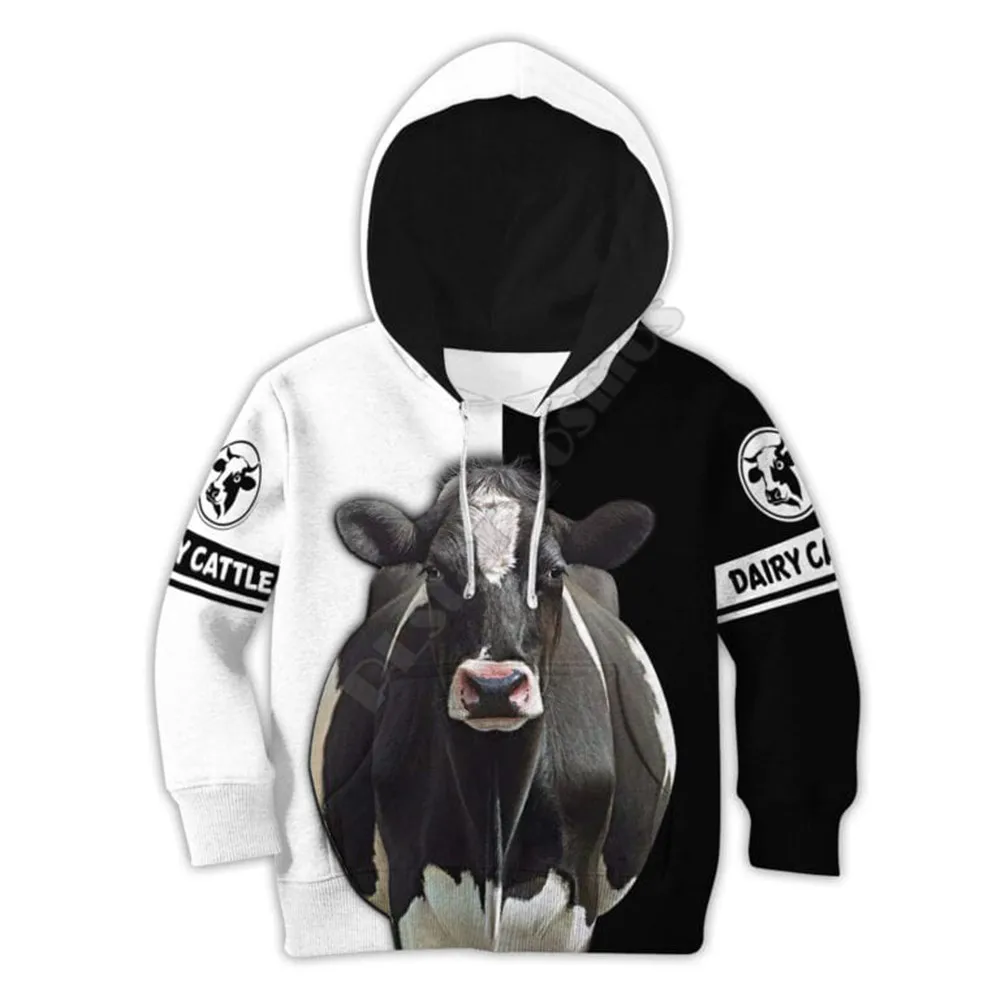 

Кофта с 3d принтом молочного рогатого скота, костюм, футболка, пуловер на молнии, Детский костюм, Забавный свитшот, спортивный костюм 04