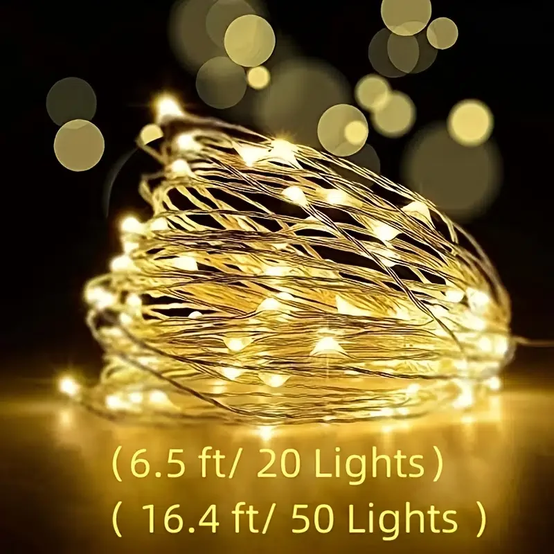 

HMTX Outdoor String LED Lights, Warm White Fairy Lights Battery Operated With Remote, LED Twinkle Lights For Bedroom, Dorm