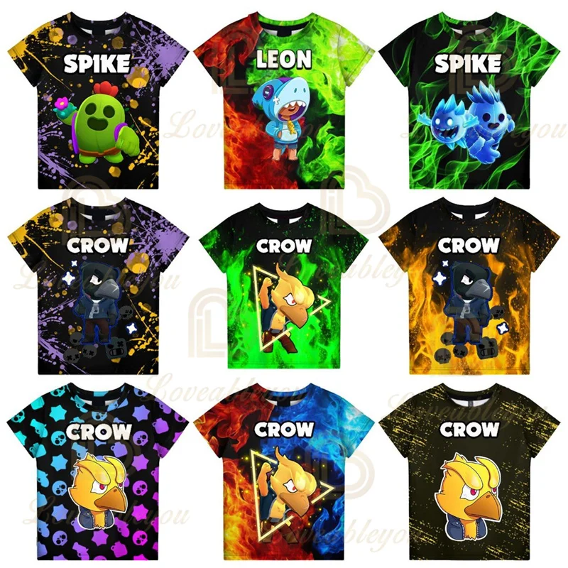 

Star Game Kids T-shirt Leon Shark Stand Up Crow Spike Wanted 3D Tops Tees Boys Girls Women Men Clothes