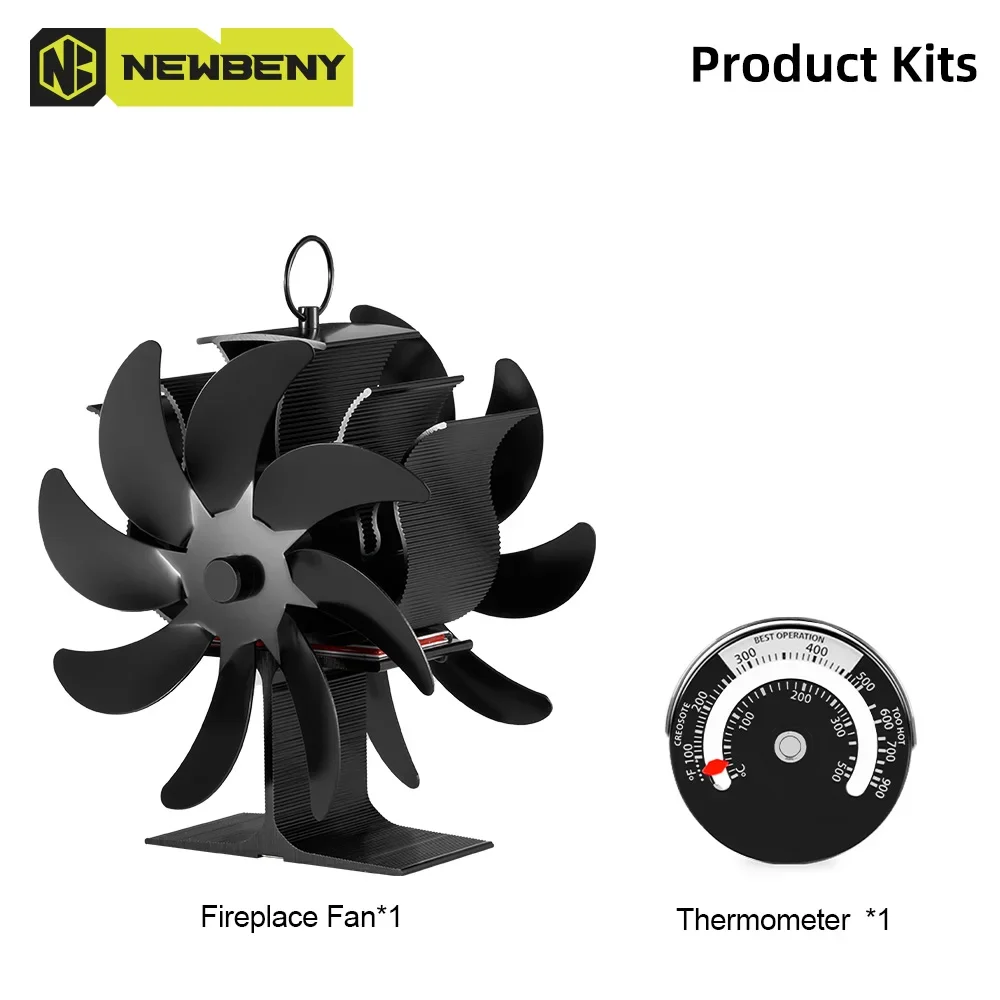 

Черный каминный вентилятор 16 лопастей