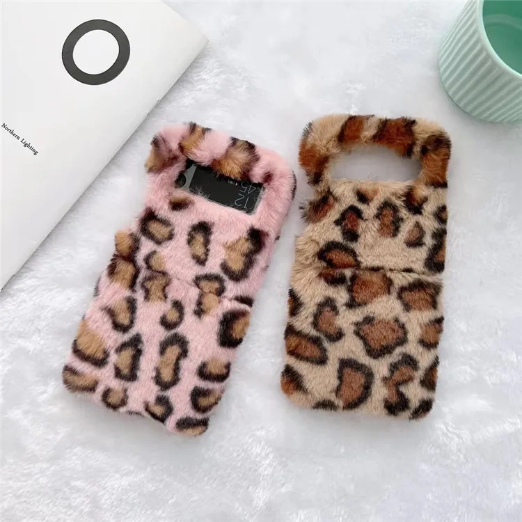 

For Samsung Galaxy Z Flip 4 Case Leopard Print Plush