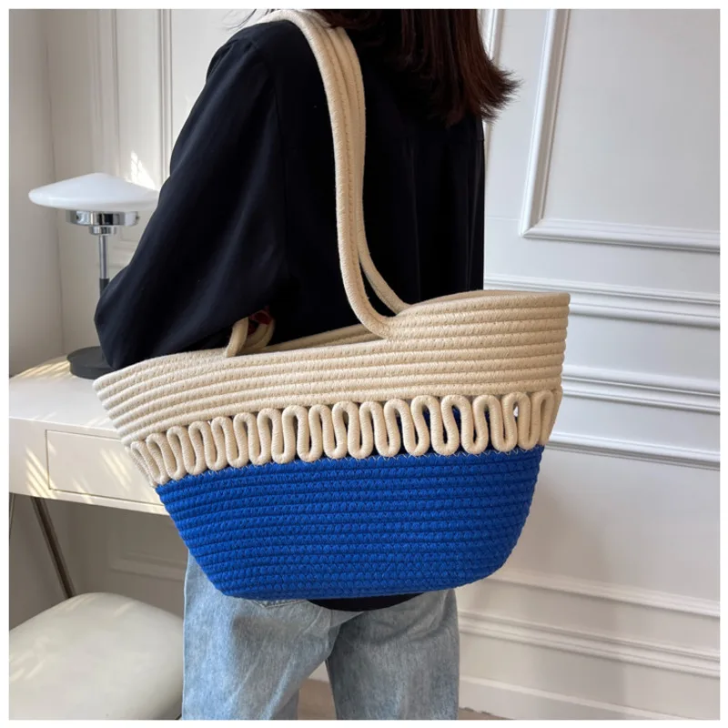 Woman Handbag Straw Bag Women Hand-Woven Handbag  Big Capacity Drawstring Casual Beach Shoulder Crossbody Bag
