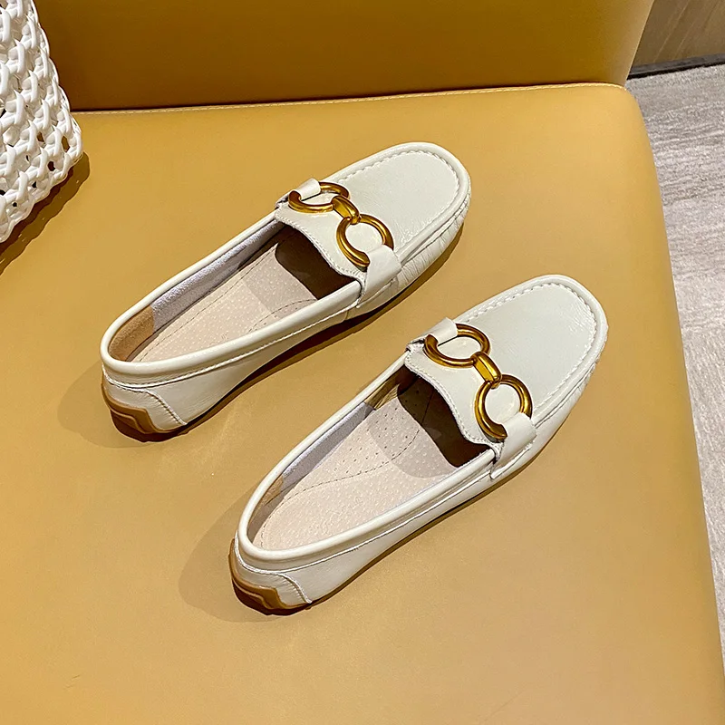 Ranbetty Women's Cow Leather Casual Penny Loafers Ladies Moccasins Soft Casual Walking Driving Comfort Slip-On Fashion Boat Shoe