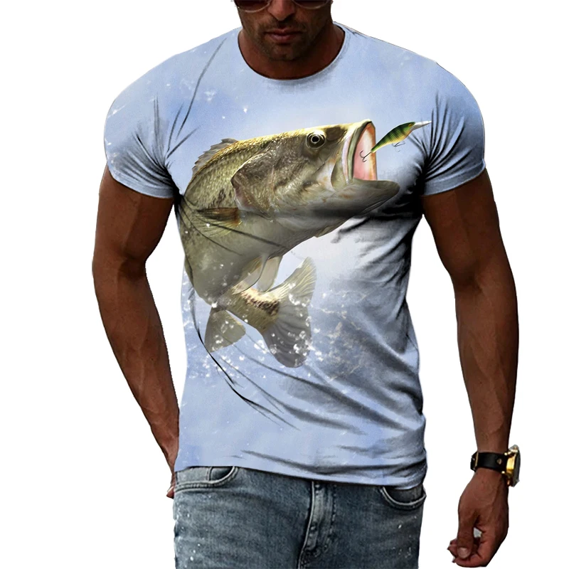 

Fishing 3D Printed T Shirt Men's Casual O Neck Hip Hop T Shirt Streetwear Summer Short Sleeve Top