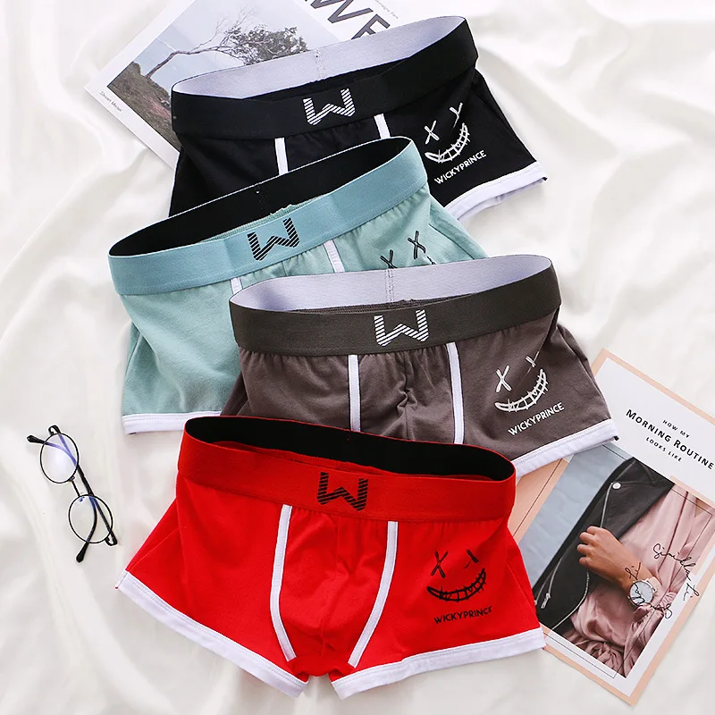 

4Pcs Men's Trendy Panties Men Printed Sexy Cotton Underwear Man's Boxers Men Underpants Men's Boxing Briefs Men's Boxer M-3XL