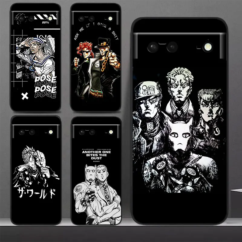 

JoJo's Bizarre Adventure Anime Phone Case For Google Pixel 7 Pro 6 Pro 6A 5A 5 4 4A XL 5G Black Soft Cover Fundas Cover