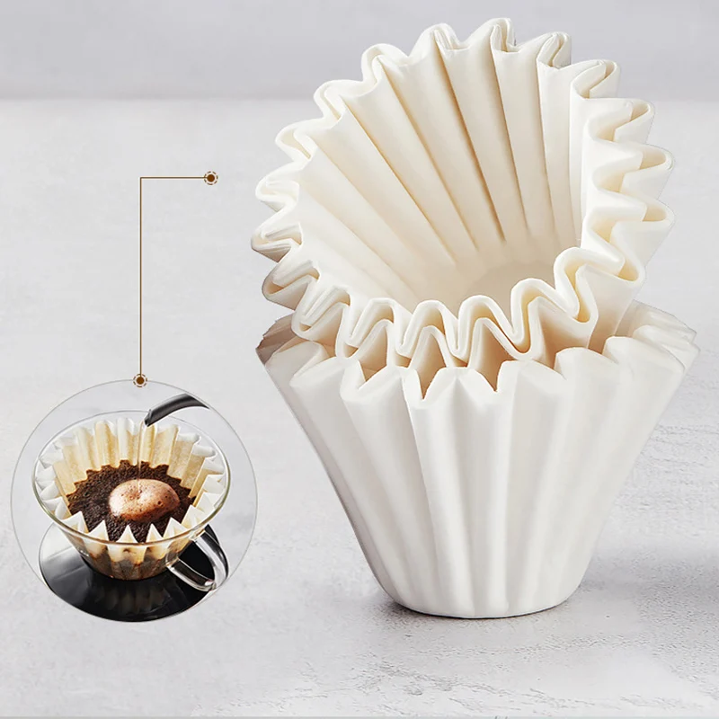 100Pcs/Pack Wavy Bowl Handmade Origami Filter Cup Corruga Coffee Tea Filters Paper For Espresso Coffee Drip Tools