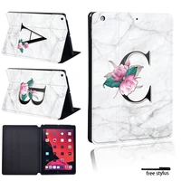 tablet ipad case for apple ipad 8 2020 10 2 flip funda leather initial name 26 letters series stand shell cover free stylus