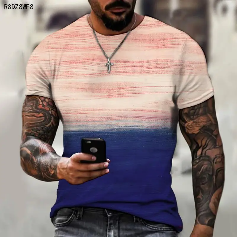 

Retro European and American style 3d tough guy street casual fashion men's summer T-shirt oversize 5XL o collar