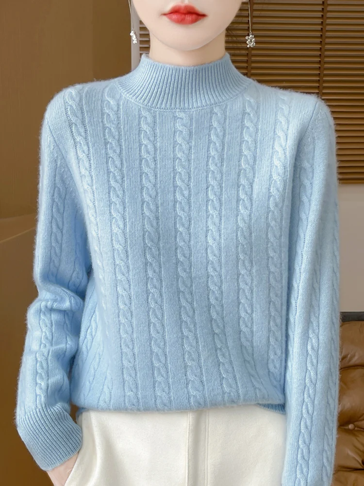 Новинка 2024 женский шерстяной свитер из мериноса утепленная толстовка с