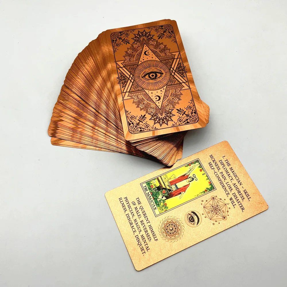 1 колода пластиковых карт-Таро золотые черные синие зеленые карты-оракул 7*12 см