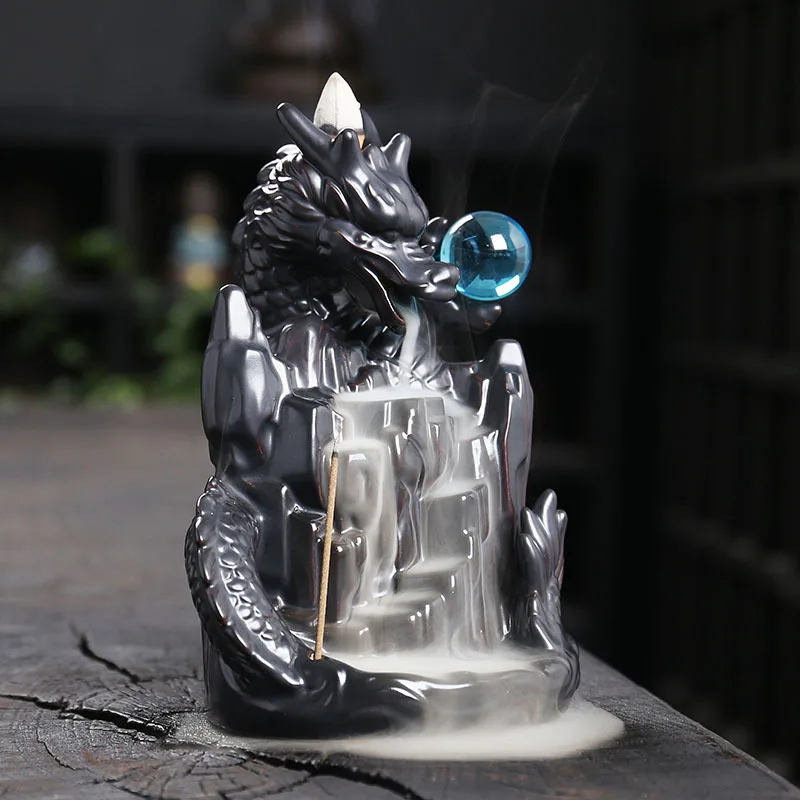 1 Шт. Керамическая Курильница Ручной Работы С Обратным Потоком И Драконом