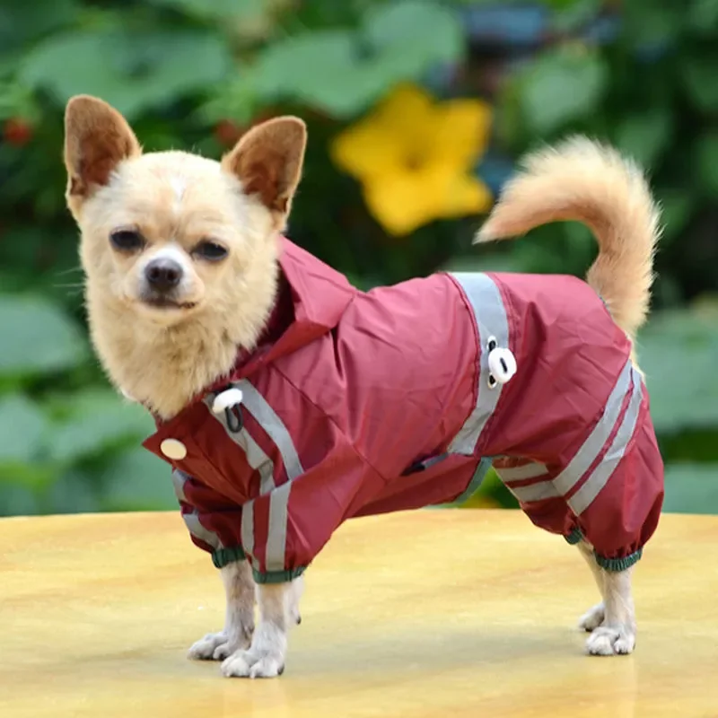 

Pet Dog Raincoat Waterproof Jumpsuit Reflective Rain Coat Sunscreen Dog Outdoor Clothes Hoodie Jacket For Puppy Small Dog