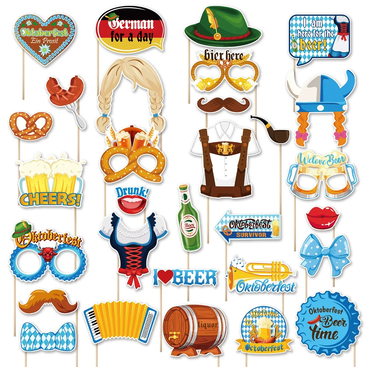 

Маски для фотобудки Октоберфест 30 шт.