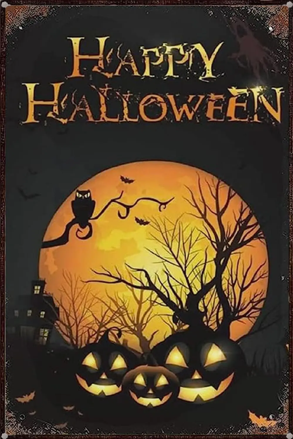 Vntge Metl Tn Sgn Hppy Hlloween с Pumpkn Sgns для Ktchen Home Office Br Cfe Decor 8x12 nch