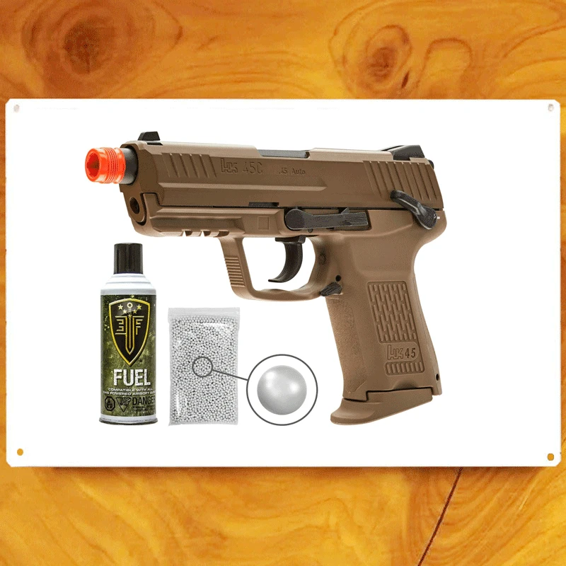 

New 2022 Wearable4U Elite Force H&K45CT GBB(VFC) Airsoft Pistol Green Gas BB Air Soft with Bundle Metal wall sign 8*6inch