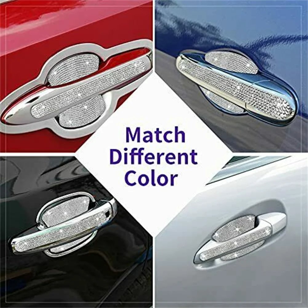 

Crystal Glitter Door Handle Stickers Crystal Glitter Replacement Rhinestone 8Pieces Accessories Bling Car For Car