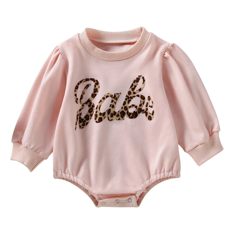 

Pudcoco 3-24M Romper Newborn Infant Baby Girls Long Sleeve Leopard Letter Jumpsuit Playsuit Autumn Spring Clothing Costumes