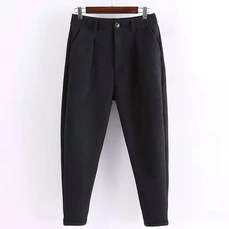

2023 Fashion Men's Casual Woolen Cotton Pants High Quality Men Loose Straight Pants Long Trousers Brand Fit Joggers Male R89